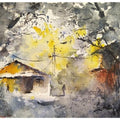Landscape watercolor painting titled 'Subtle Colors Brick house', 14x10 inches, by artist Soven Roy on Handmade Paper