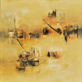 Abstract acrylic painting titled 'Subtle Ochre', 24x24 inches, by artist Raju Durshettiwar on Canvas