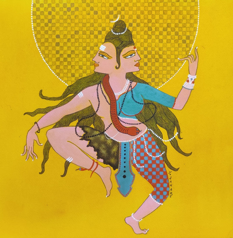 'Sugaanarate' religious mixed-media painting by artist Yojana Dehankar, 12x12 inch, on paper