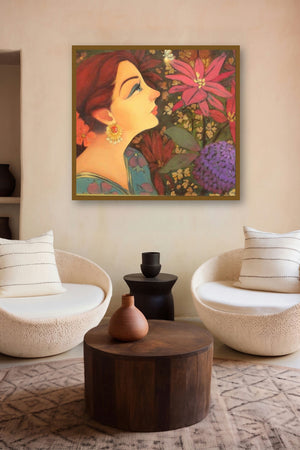 Suman (The Lamplighter) by artist Renuka Fulsoundar displayed in a Minimalist gallery