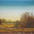 Landscape watercolor painting titled 'Summer', 13x10 inches, by artist Fareed Ahmed on Paper