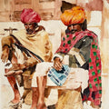 Sun And Sand' figurative watercolor painting by artist Abishek Deheria, 30x22 inch, on arches paper