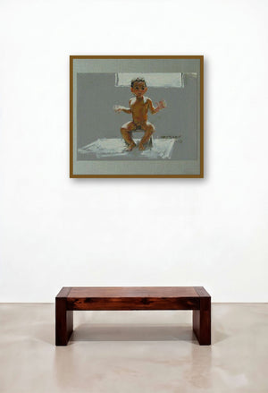 Sun Bath (Whimsical Journey) by artist Manoj Sakale displayed in a Rustic Dining Room