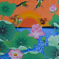 Nature acrylic painting titled 'Sun Bird Are Playing In The Lotus Pond', 48x72 inches, by artist Ramu Das on Canvas