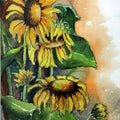 Nature watercolor painting titled 'Sun Flower I', 14x10 inches, by artist Krupa Shah on paper