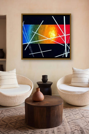 Sunfest (Prism of Light) by artist Manju Lamba displayed in a Museum Style gallery
