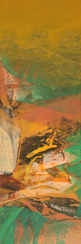 Sunlight Meadow 2' abstract acrylic painting by artist Siddhesh Rane, 36x12 inch, on canvas