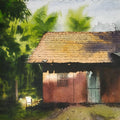 Landscape watercolor painting titled 'Sunlight On Old House', 15x11 inches, by artist Niketan Bhalerao on Watercolour On Paper
