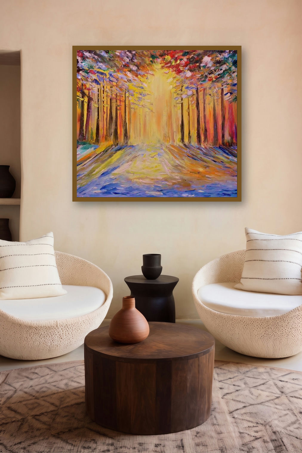 Sunrise (Radiant Pathway) by artist Kiran Bableshwar displayed in a Curated gallery