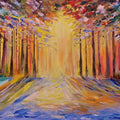 Impressionist oil painting titled 'Sunrise', 20x14 inches, by artist Kiran Bableshwar on Canvas