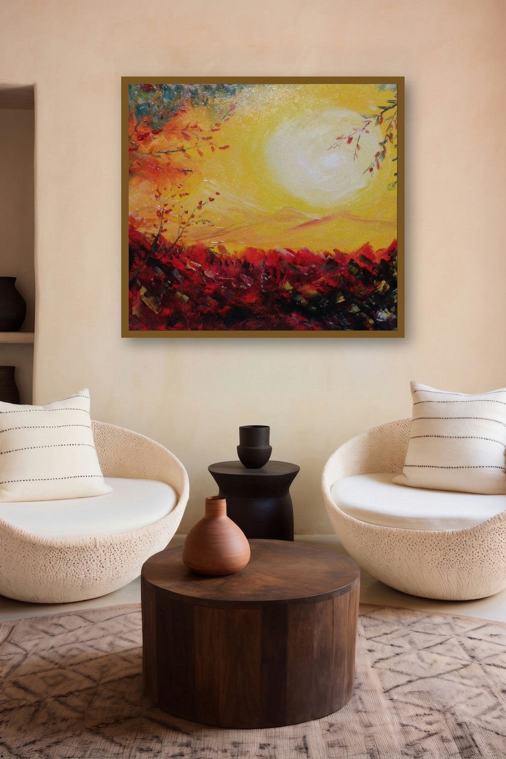 Sunrise On New Year by artist Kiran Bableshwar displayed in a Contemporary gallery