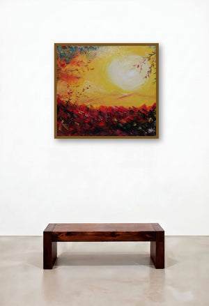Sunrise On New Year by artist Kiran Bableshwar displayed in a Rustic Foyer