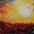 Impressionist oil painting titled 'Sunrise On New Year', 12x13 inches, by artist Kiran Bableshwar on Canvas
