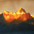 Landscape watercolor painting titled 'Sunrise Over The Kanchenjunga', 16x24 inches, by artist Sudipta Karmakar on Paper