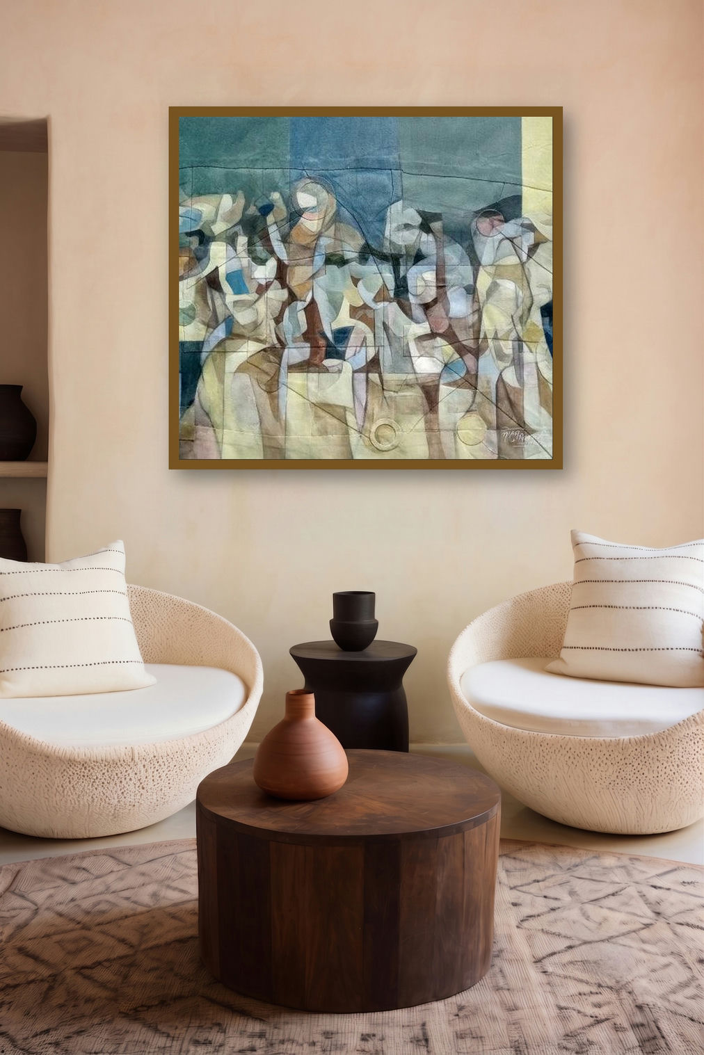 Supernatural Bliss (Untitled) by artist Mohan Vishwakarma displayed in a Museum Style gallery