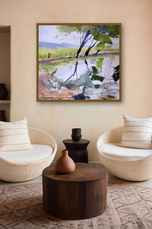 surrealism (Countryside Calm) by artist Prafulla Taywade displayed in a Luxury gallery