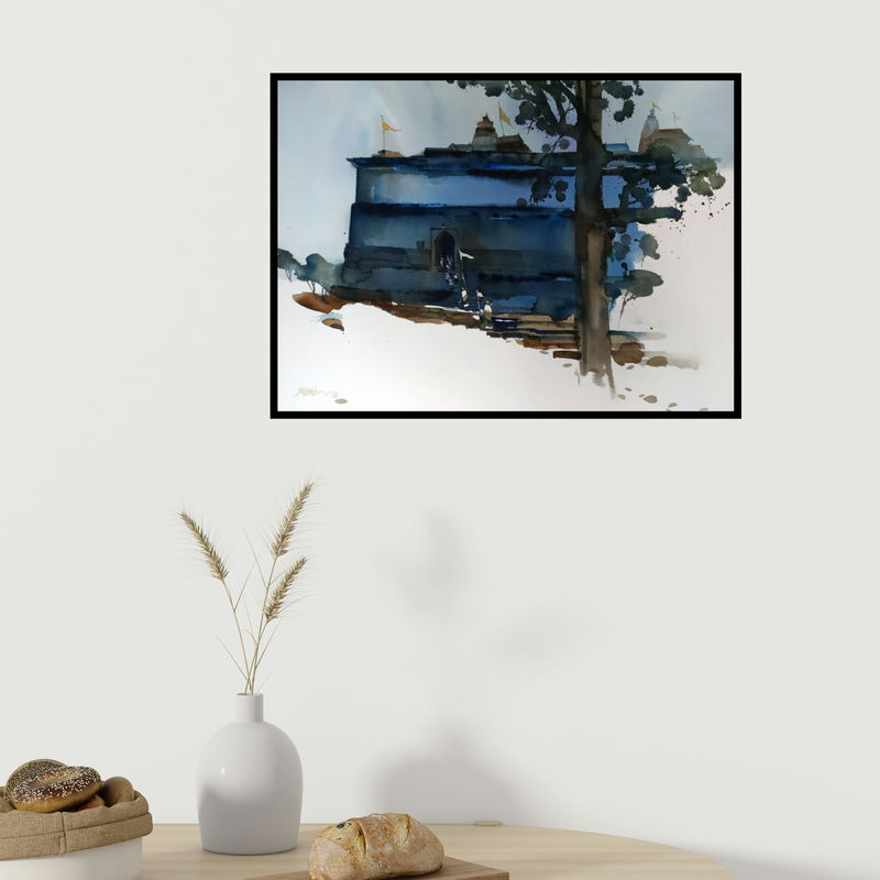 In-situ view of Prashant Prabhu's 'Surrender To Him And Enter 22X30' painting in a room