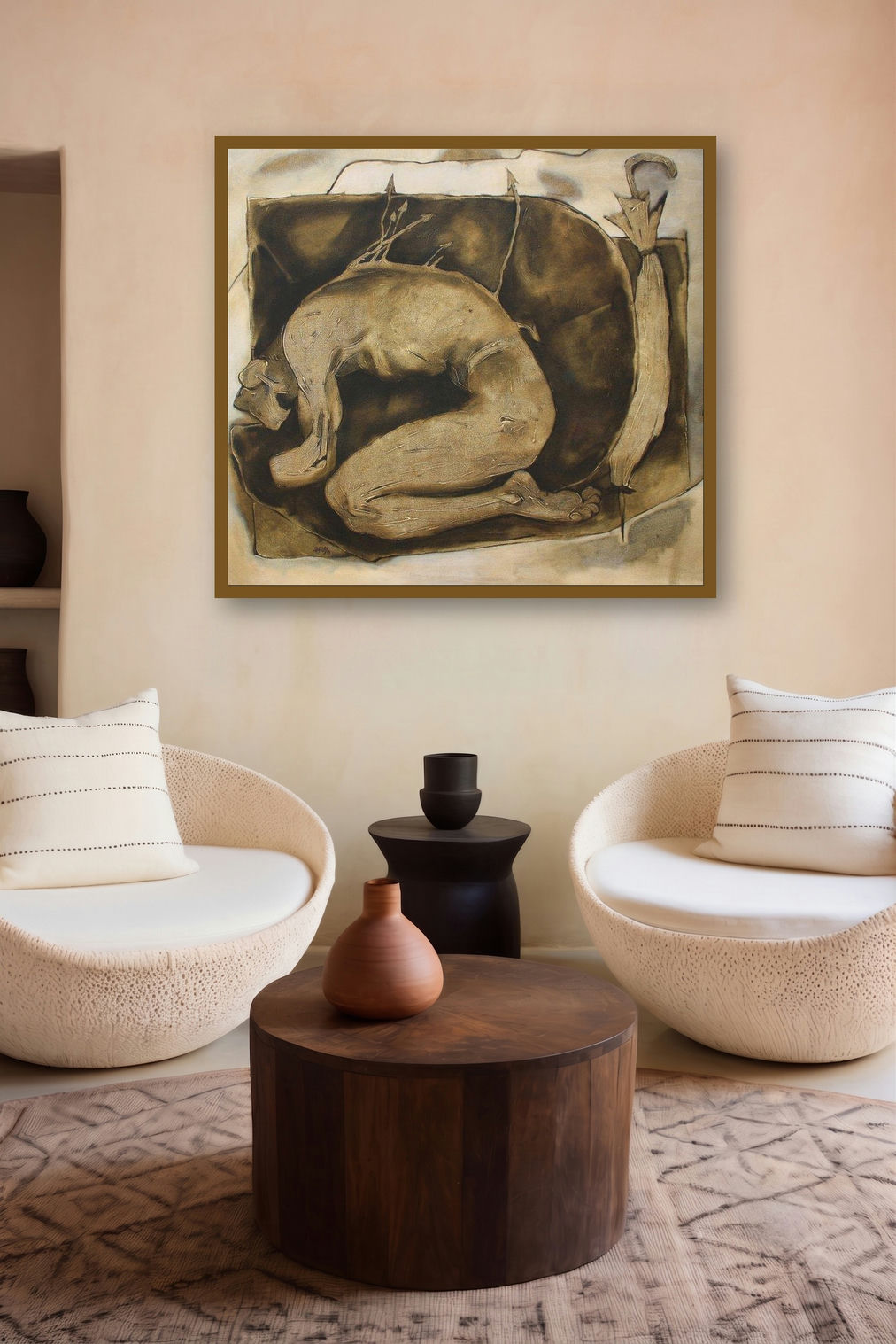 Surrendered (The Weight of Sorrow) by artist Akashay Avsare displayed in a Indian Art gallery
