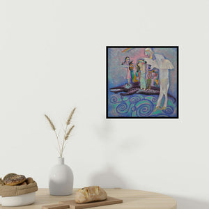 In-situ view of Vandana Rakesh's 'Survival Of The Fittest (The Bridge of Hope)' painting in a room