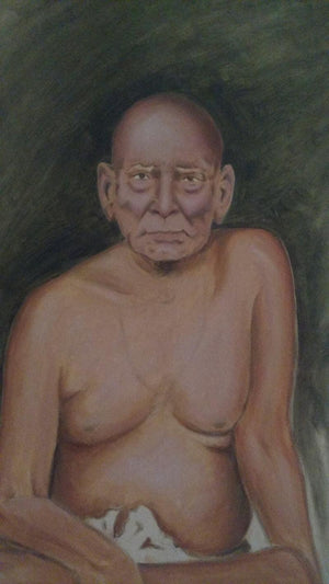Swami Samarth (In Swami's Presence) by Sandesh Chindarkar, Original Oil Religious Painting on Canvas, Medium Vertical Wall Art
