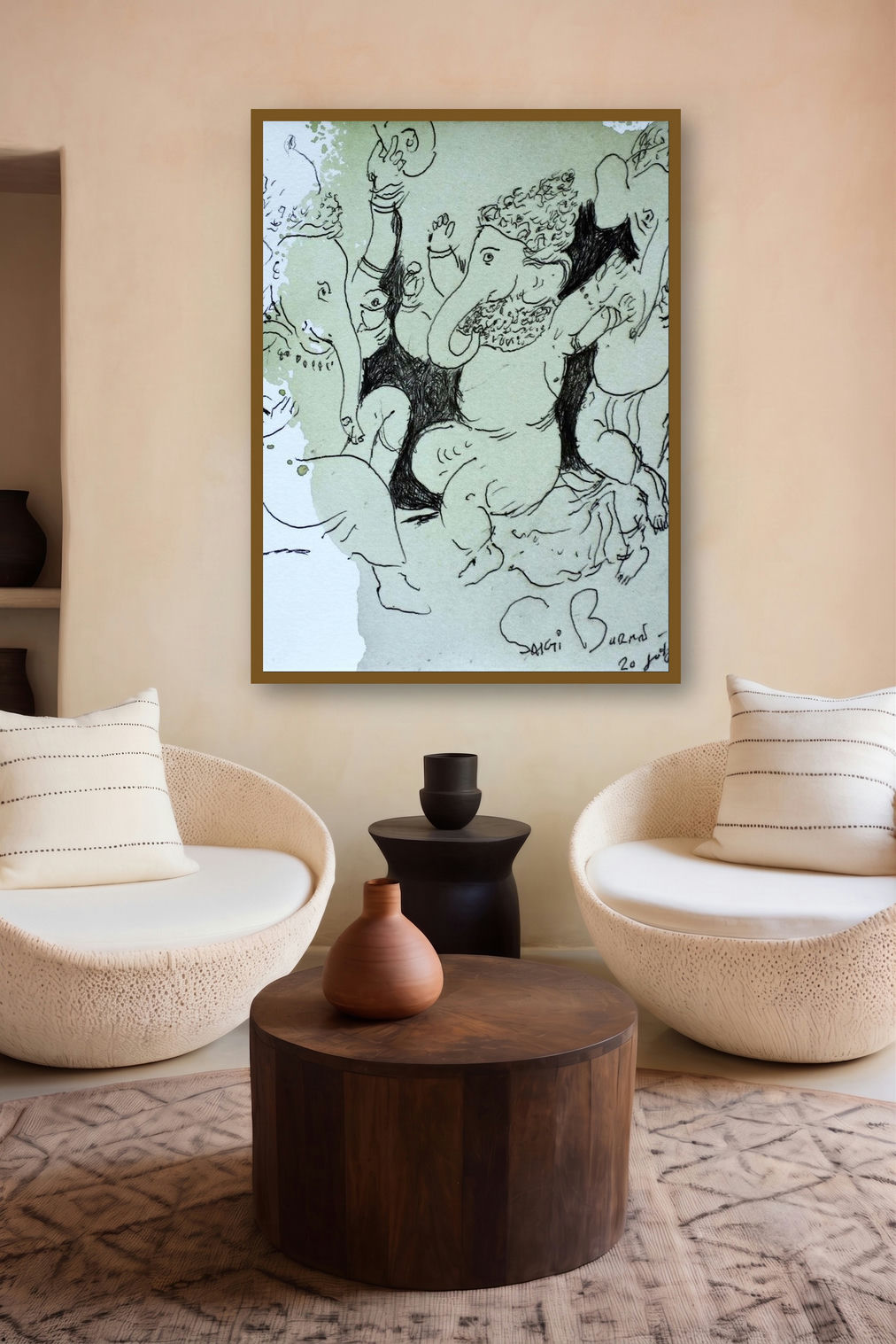 Swaroop (Frolic) by artist Sakti Burman displayed in a Modern gallery