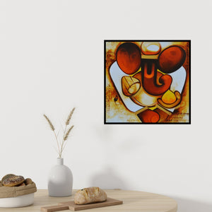 Preview of 'Swaroopa (Ganesha's Grace)' Painting by Om Swami shown on a wall in a furnished room.