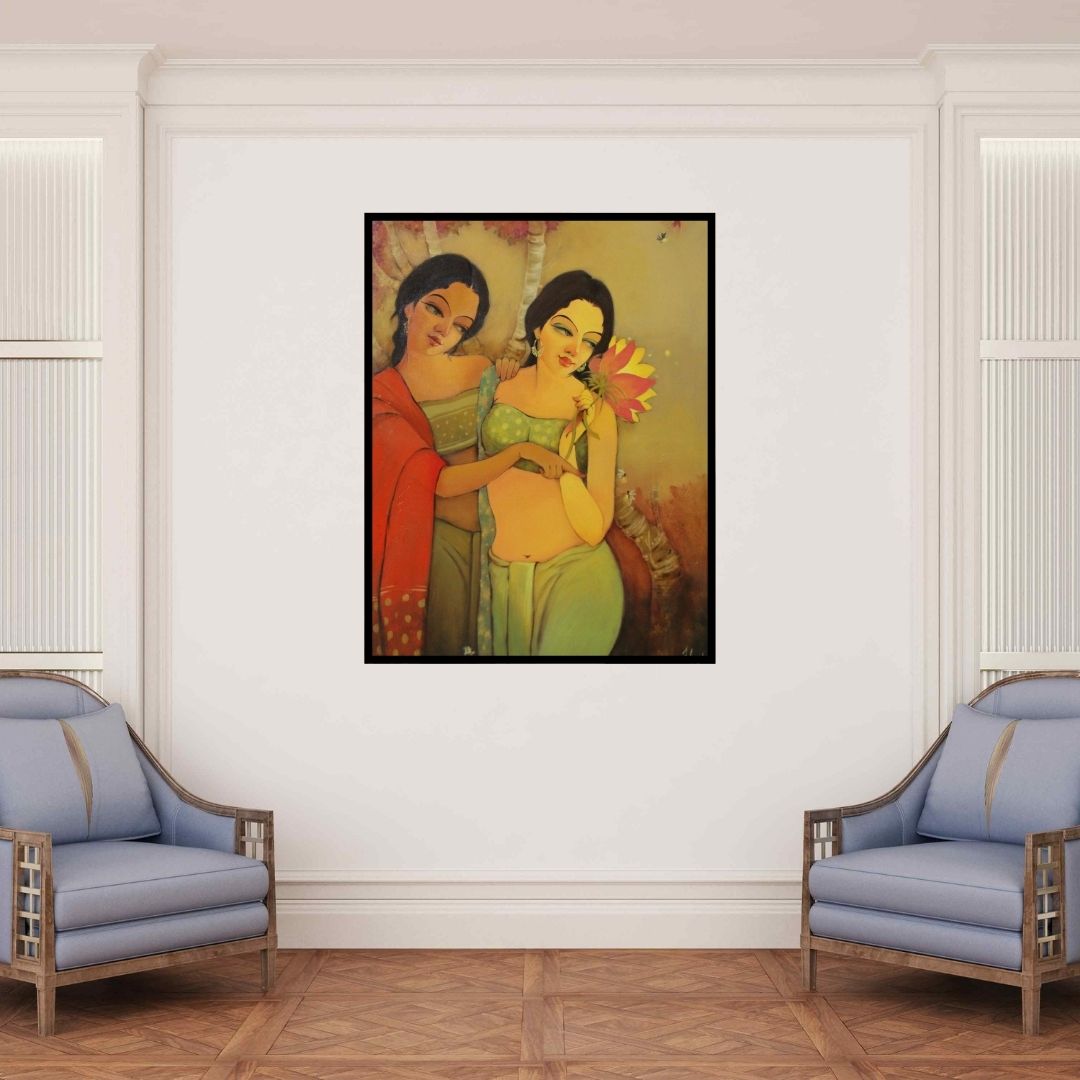 In-situ view of Renuka Fulsoundar's 'Swarup (Beauty of India)' painting in a room