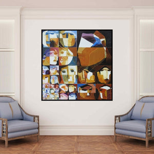 In-situ view of Lakshman Chavan's 'Swayvedan 108 (Collective Consciousness)' painting in a room