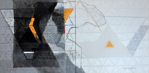 Swayvedan 55 (The Meeting Point) by Lakshman Chavan, Original Acrylic Contemporary Painting on Canvas, Medium Horizontal Wall Art