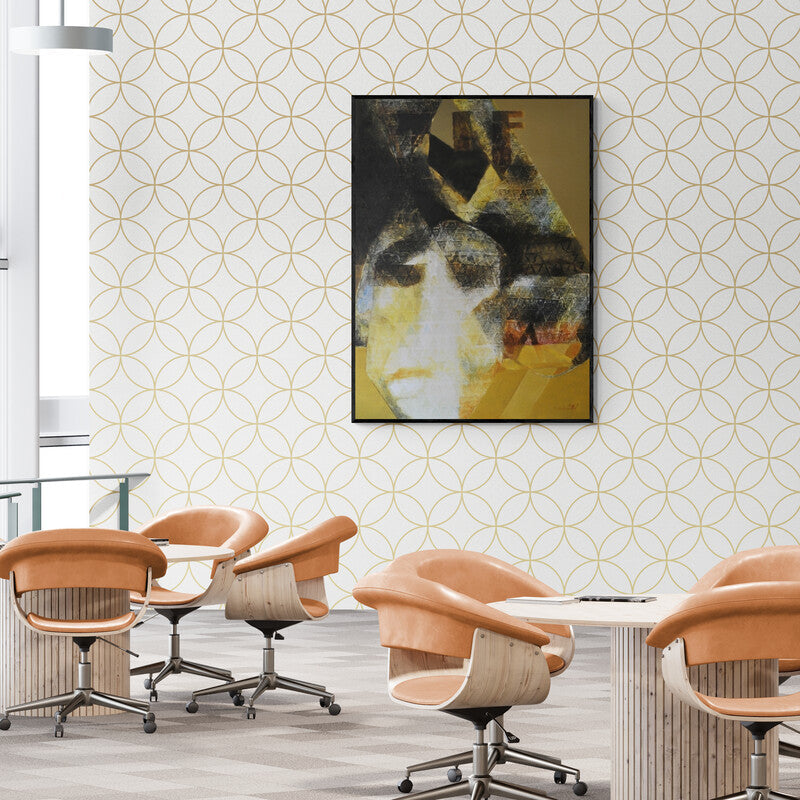 In-situ view of Lakshman Chavan's 'Swayvedan 56 (The Inner Quest)' painting in a room