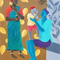 Figurative acrylic painting titled 'Sweet Family', 36x30 inches, by artist Abhiram Bairu on Canvas