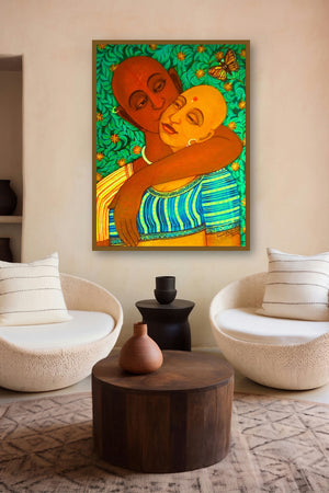 Sweet Kiss (Affection) by artist V V Swamy displayed in a Contemporary Exhibition gallery