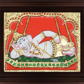 Religious tanjore traditional art titled 'Swinging Ganesha on Jhula Tanjore', 18x24 inches, by artist Myangadi Tanjore on Plywood