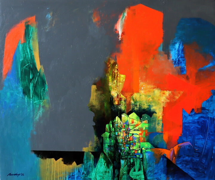 Symphony Of Colors 2' abstract acrylic painting by artist Pradip Sengupta, 30x36 inch, on canvas