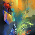 Symphony Of Colors 3' contemporary acrylic painting by artist Pradip Sengupta, 60x24 inch, on canvas