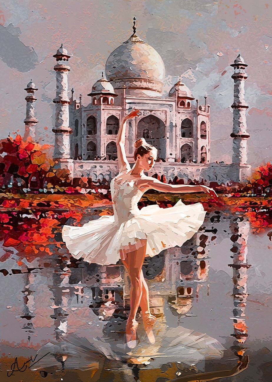 Symphony Of Love 32' cityscape mixed-media painting by artist Anil Kumar, 45x32 inch, on canvas