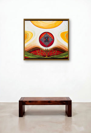 Synergy by artist Manju Lamba displayed in a Luxury Library