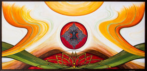 Synergy by Manju Lamba, Original Acrylic Expressionist Painting on Canvas, Large Horizontal Wall Art