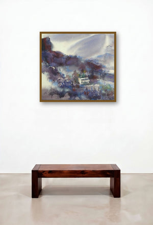 Table Land Mindscape 71 by artist Sunil Kale displayed in a Art Deco Dining Room