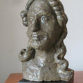 Figurative sculpture titled 'Tagore', 15x10x9 inches, by artist Shankar Ghosh on Bronze