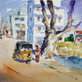 Take Me To The Market' landscape watercolor painting by artist Soven Roy, 10x14 inch, on paper