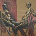 Figurative acrylic painting titled 'Talking', 60x72 inches, by artist Amol Satre on Canvas