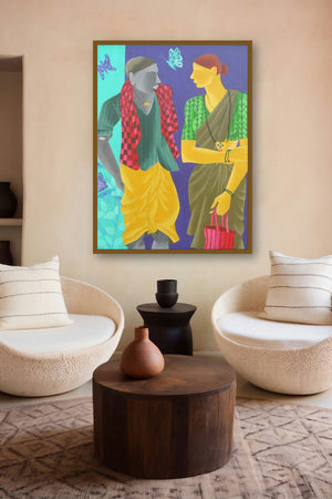 Talking Couple (Conversation) by artist Abhiram Bairu displayed in a Luxury gallery