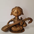 'Tambura Girl The Singer' figurative Bronze sculpture by artist G Subramanian, 11x6 inch, on bronze