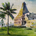 Tanjavur Bif Temple' religious watercolor painting by artist Sankara Babu, 11x17 inch, on paper