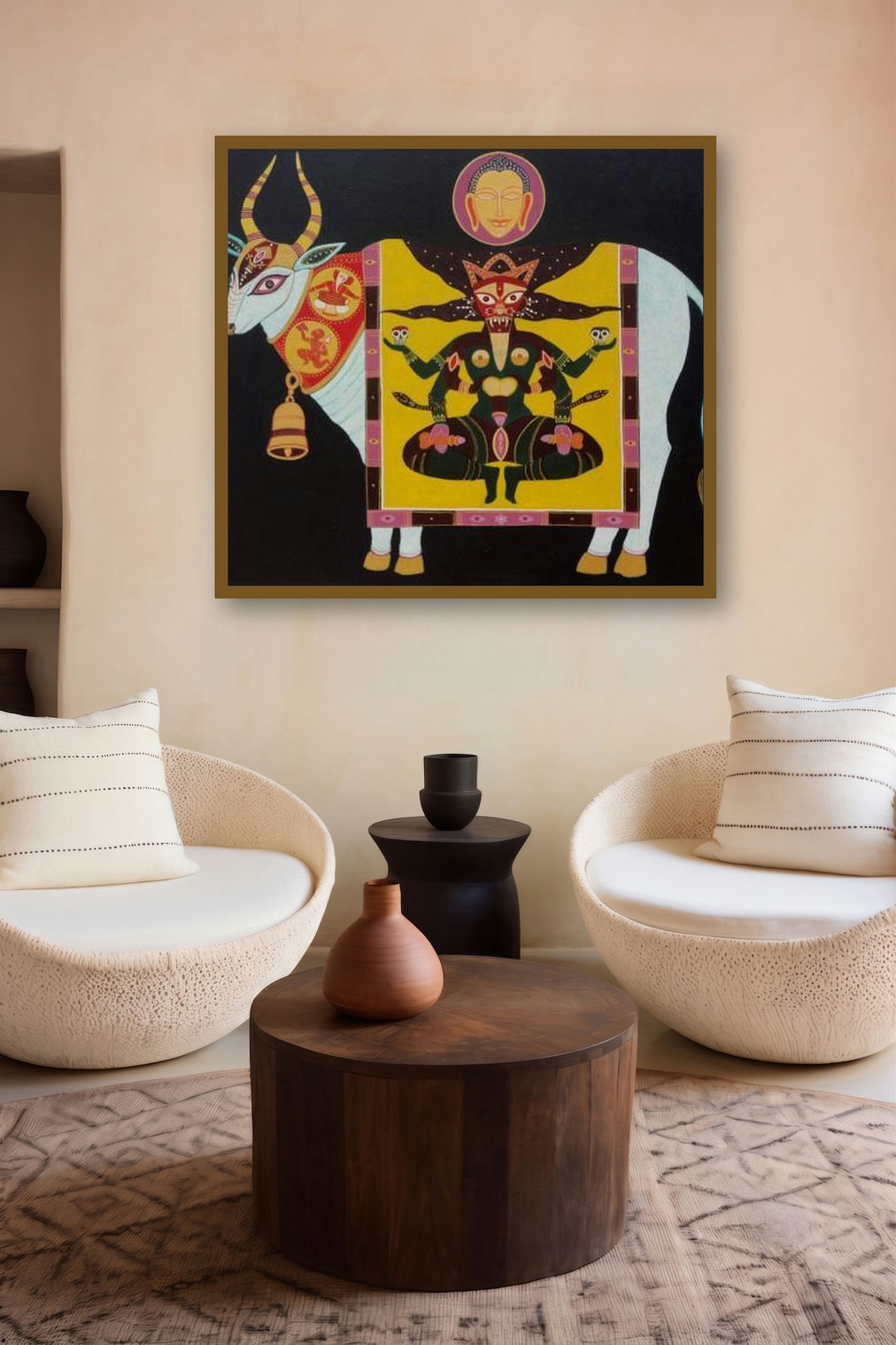 Tantric Deity by artist Bhaskar Lahiri displayed in a Indian Art gallery