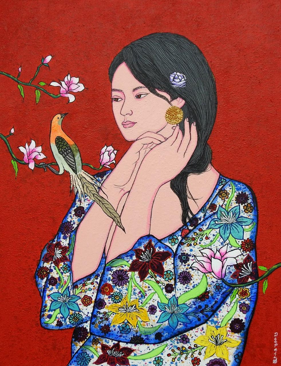 Figurative acrylic painting titled 'Tanvi', 26x20 inches, by artist Deepali S on Canvas