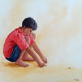 Target 1' figurative watercolor painting by artist Rahul Salve, 12x12 inch, on paper