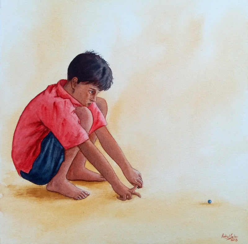 Target 1' figurative watercolor painting by artist Rahul Salve, 12x12 inch, on paper