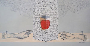 Target 1 (Temptation and Choice) by Bibhas Baidya, Original Acrylic Contemporary Painting on Canvas, Medium Horizontal Wall Art